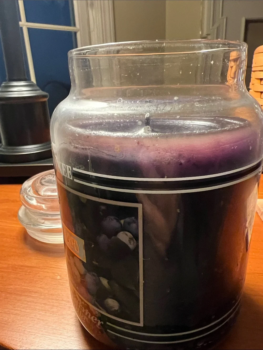 Yankee Candle Black Band Blueberry Large Jar Candle - slightly used